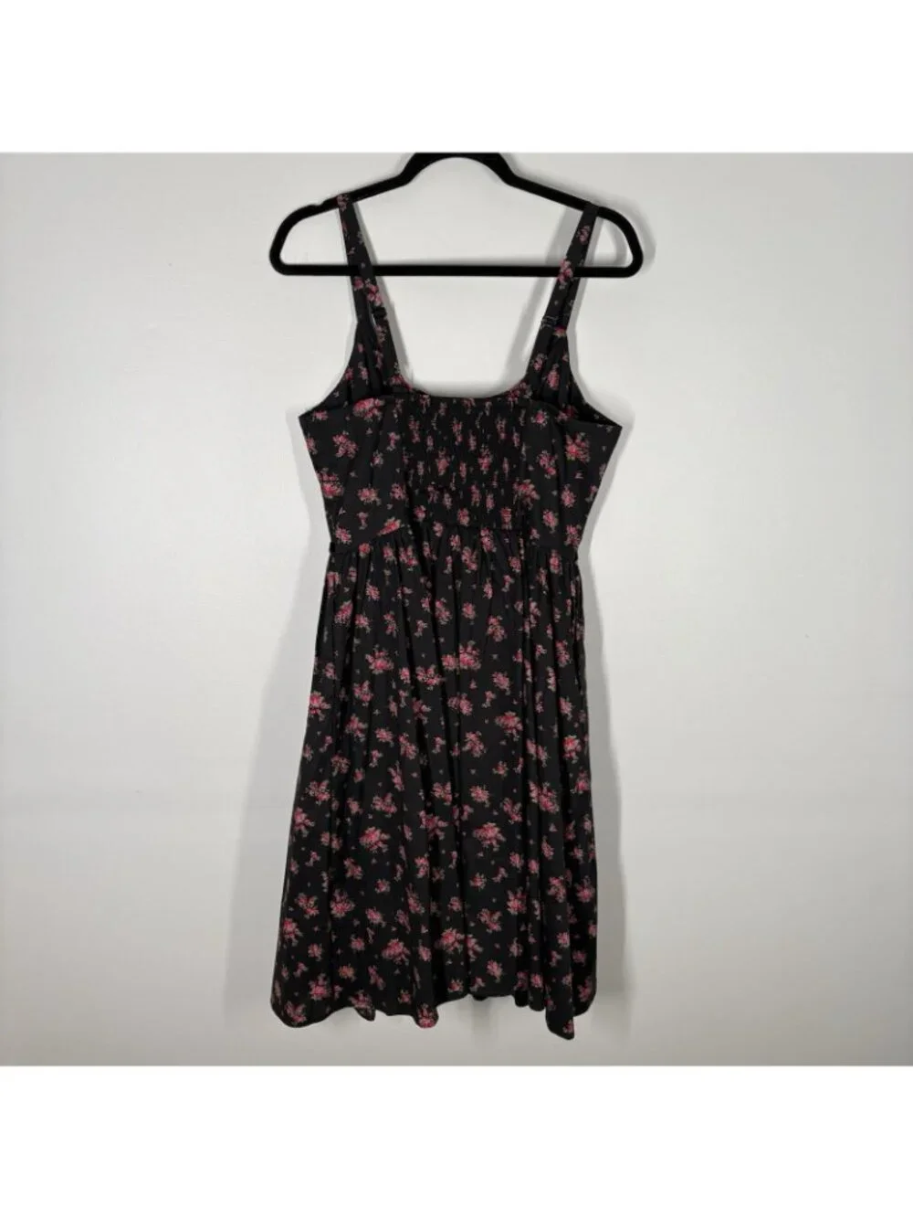 Retro Chic By Torrid Sz 00 US M/L 10 Black Floral Pin Up Belted Swing Dress NWT